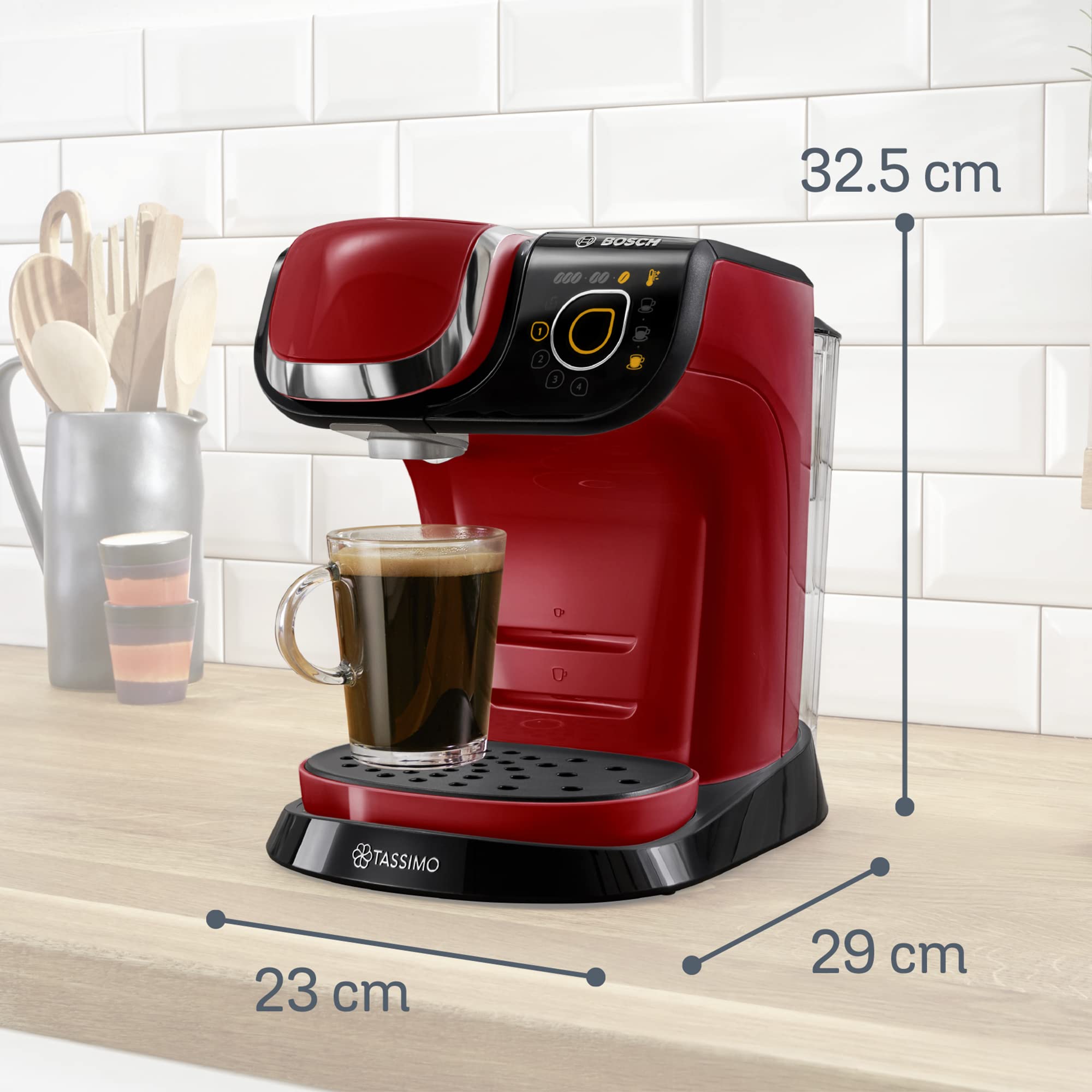 Tassimo My Way Machine à Café, tas6503, plus de 40 boissons chaudes, OneTouch, rouge