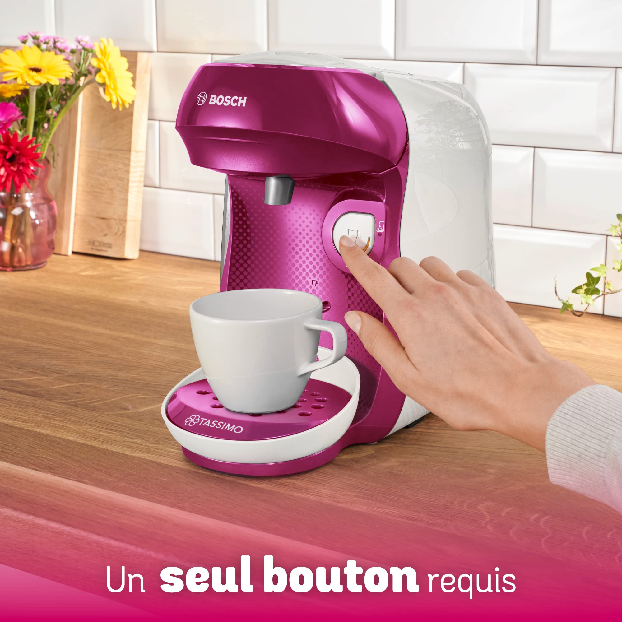 Machine à Café Tassimo Happy, tas1001, OneTouch, violet & blanc