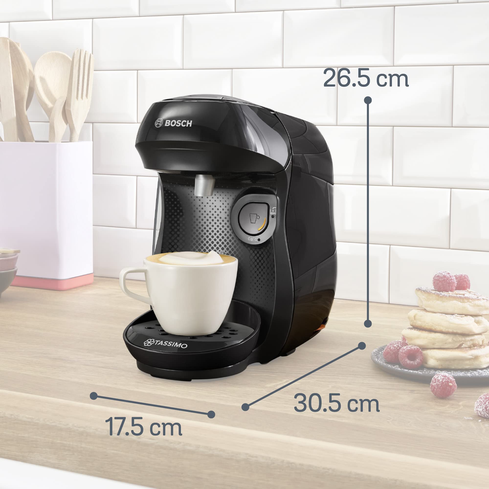 Machine à Café TASSIMO HAPPY, TAS1002N, plus de 40 boissons chaudes, Noir intense