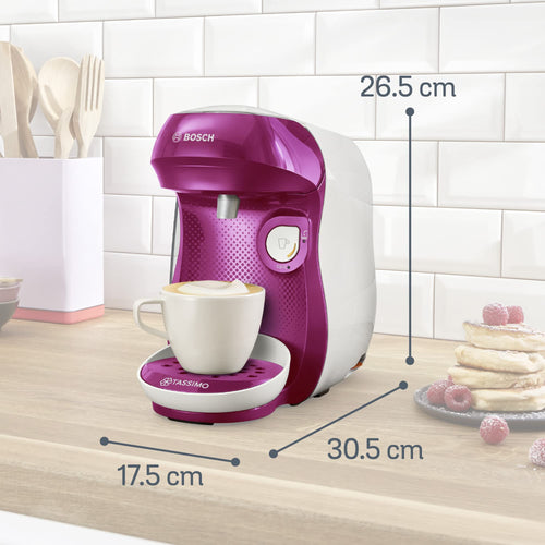Machine à Café Tassimo Happy, tas1001, OneTouch, violet & blanc