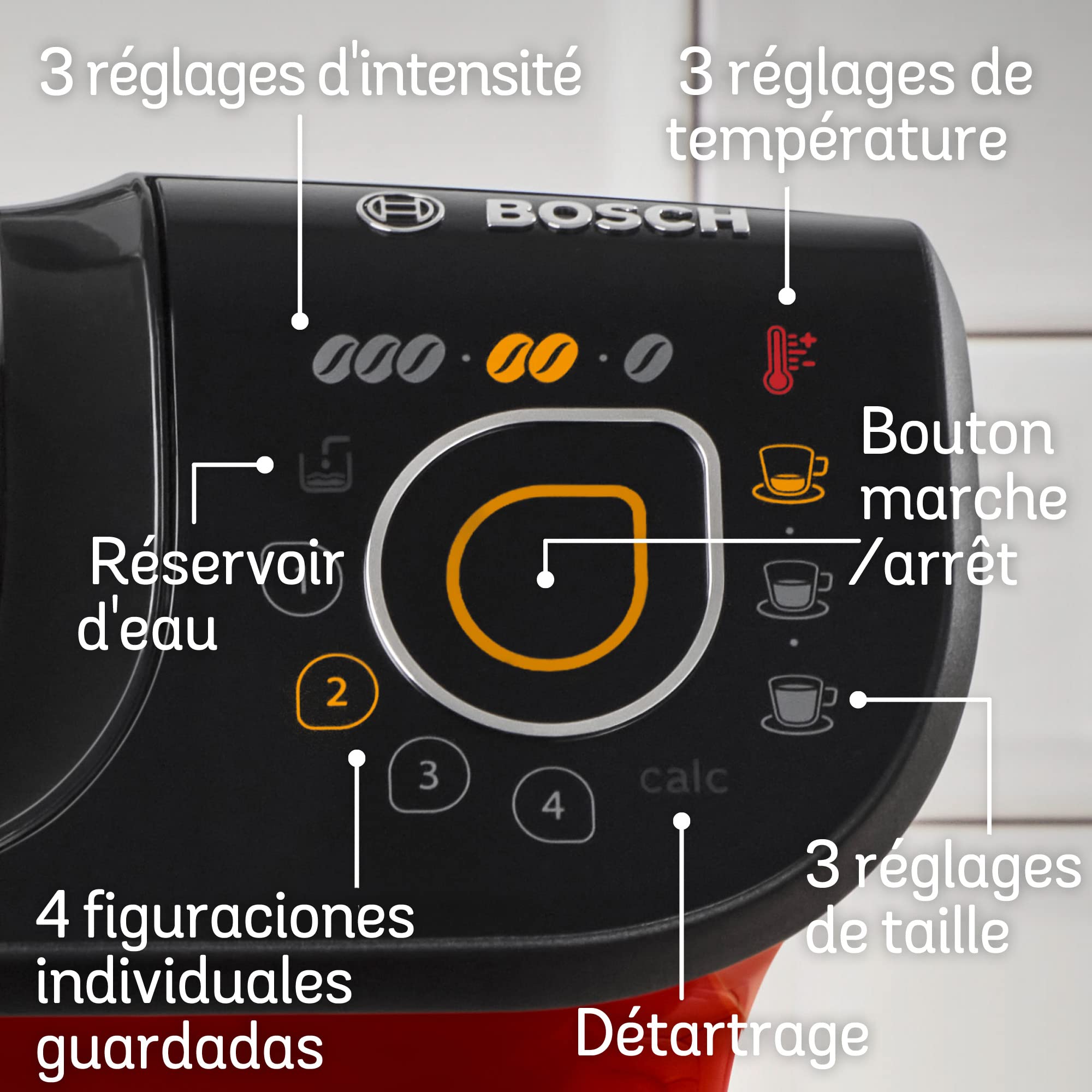 Tassimo My Way Machine à Café, tas6503, plus de 40 boissons chaudes, OneTouch, rouge