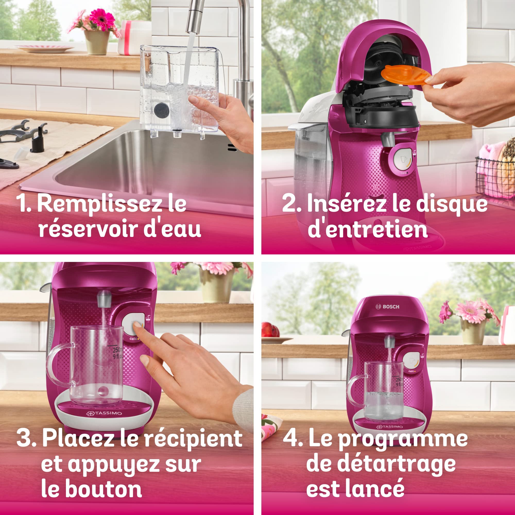 Machine à Café Tassimo Happy, tas1001, OneTouch, violet & blanc