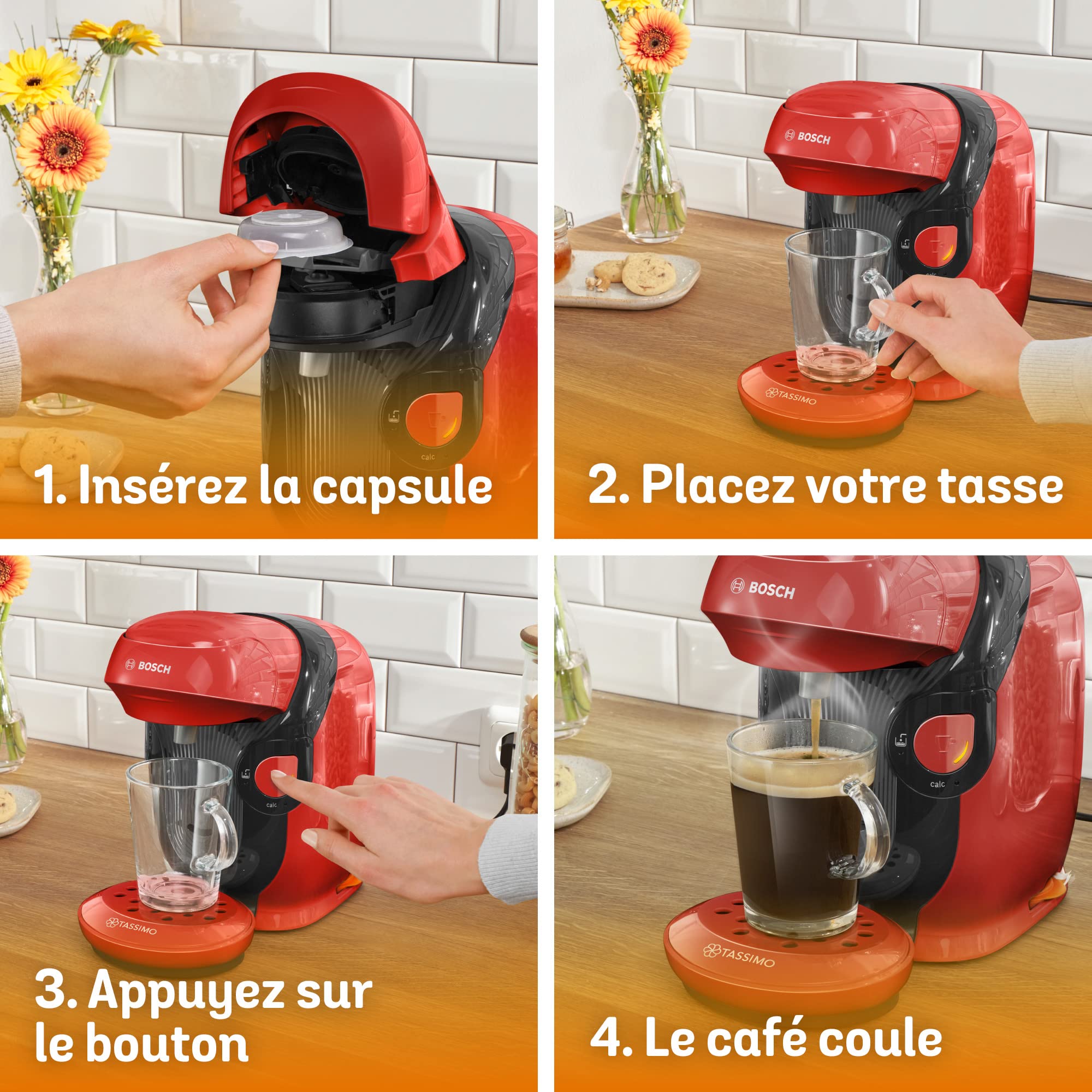 Machine à Café Tassimo Style, OneTouch, TAS1103, Rouge