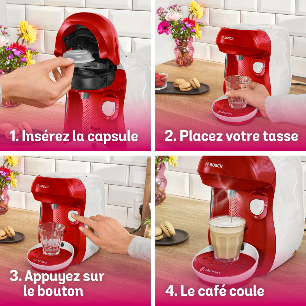 Machine à Café Tassimo Happy, tas1006, OneTouch, Rouge & blanc
