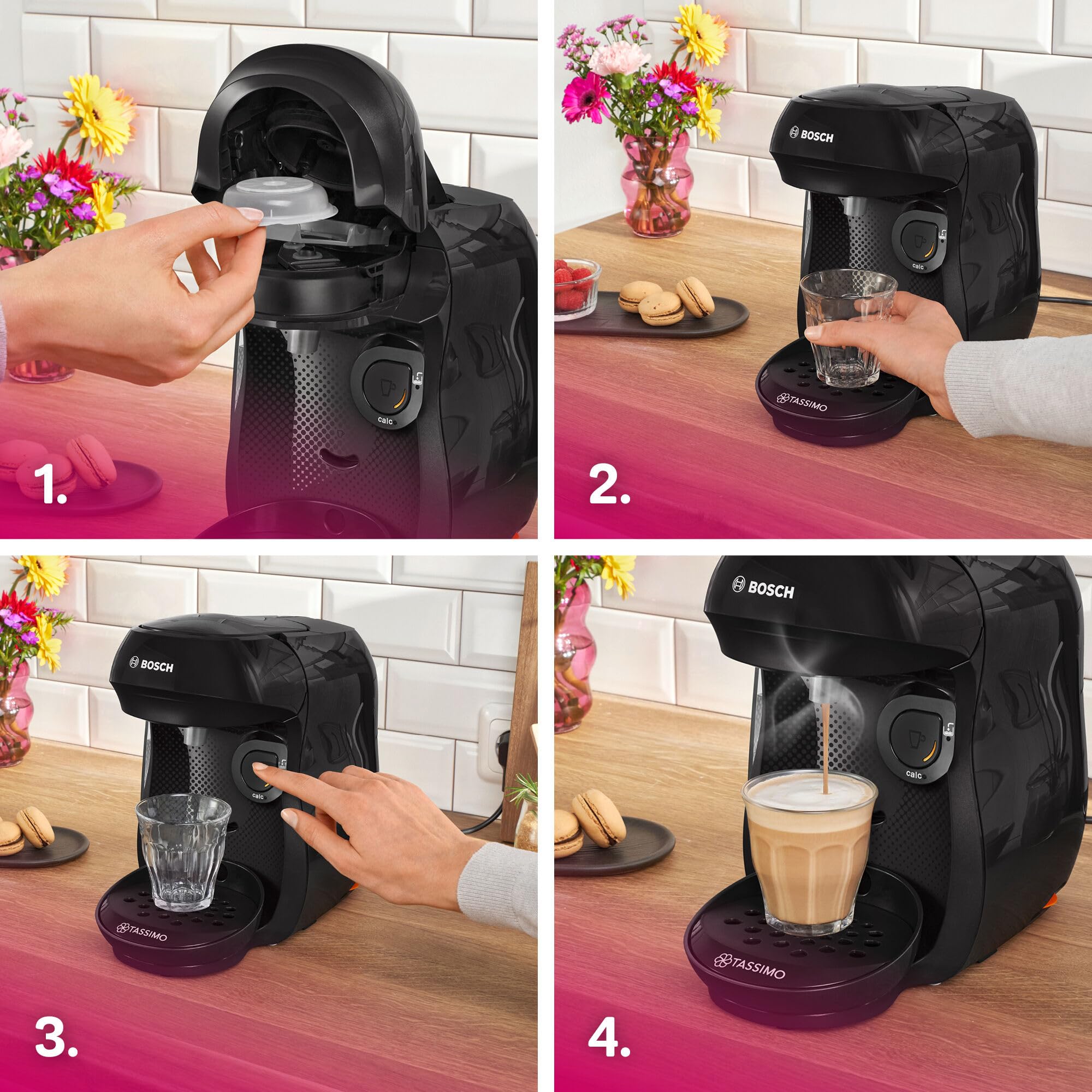 Machine à café multi-boissons Tassimo Happy friendly, TAS102EA, Noir